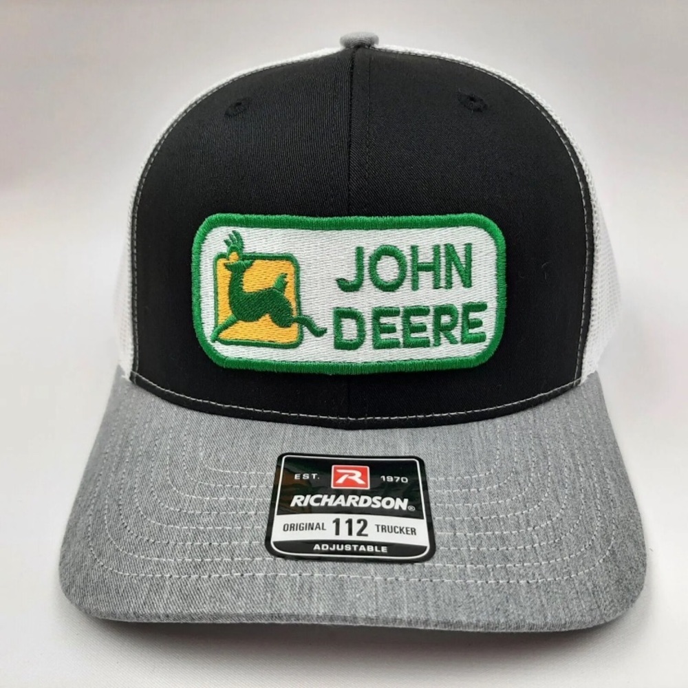 John Deere Richardson 112 Embroidered Patch Trucker Mesh Snapback Hat Cap